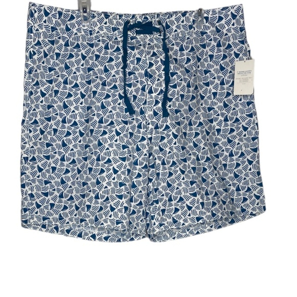 NWT Old Navy Geometric Swim Trunks (Size:XL Tall, Color:Cyan Blue/White)